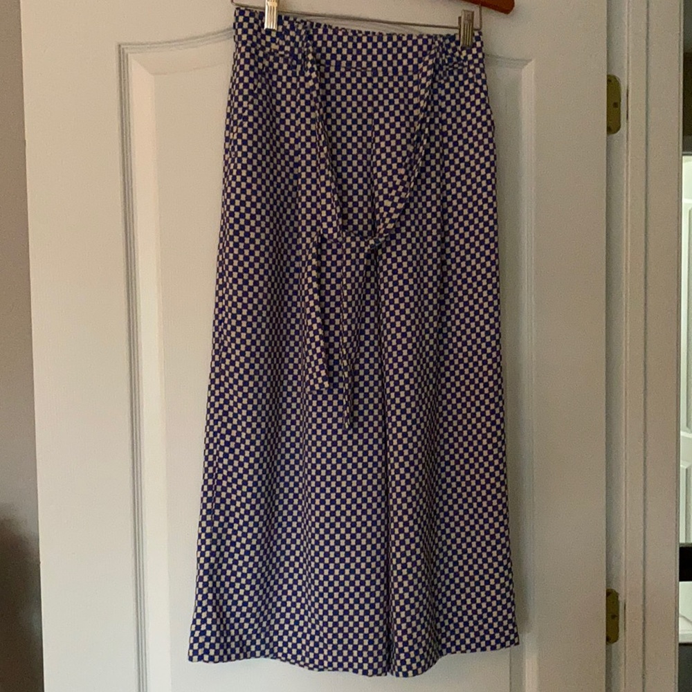 Wide leg printed cropped dress pants